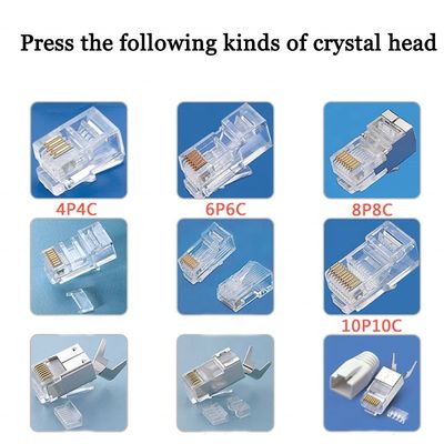 RJ45 Модульная застежная скручивающая машина 0,5 Т Скручивающая способность Применимый диапазон 2P2C-8P8C